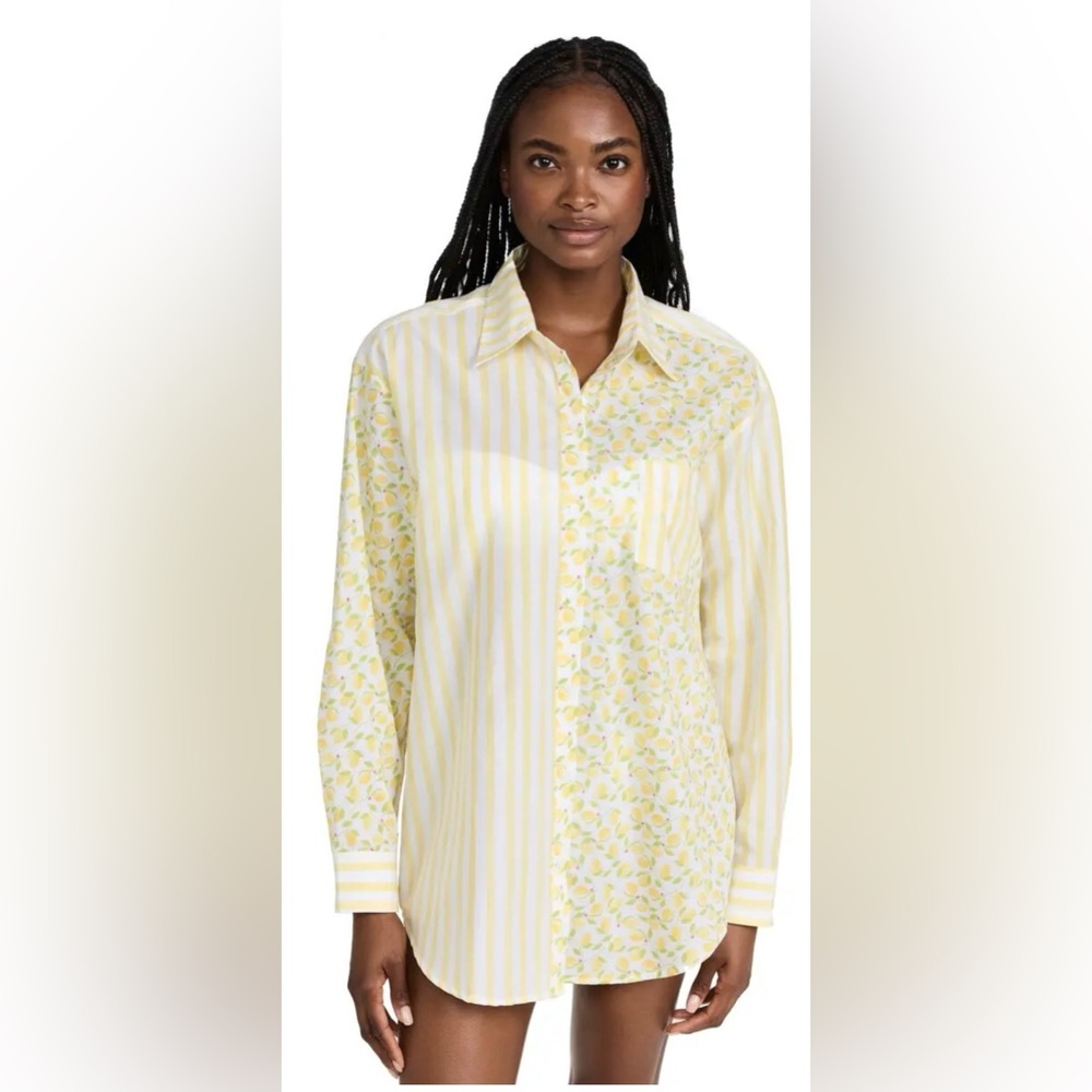 Solid & Stripe Oxford Tunic -Lemonade Stripe- XS- 100% Cotton- Cover-Up $178